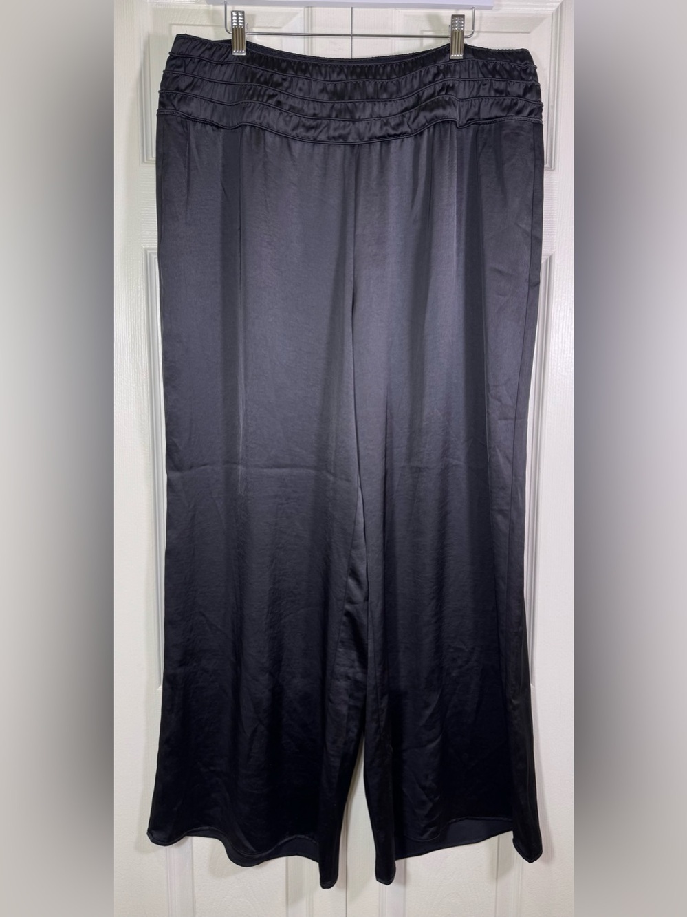 White House Black Market Smocked Wide Leg Satin Pants NWT XL